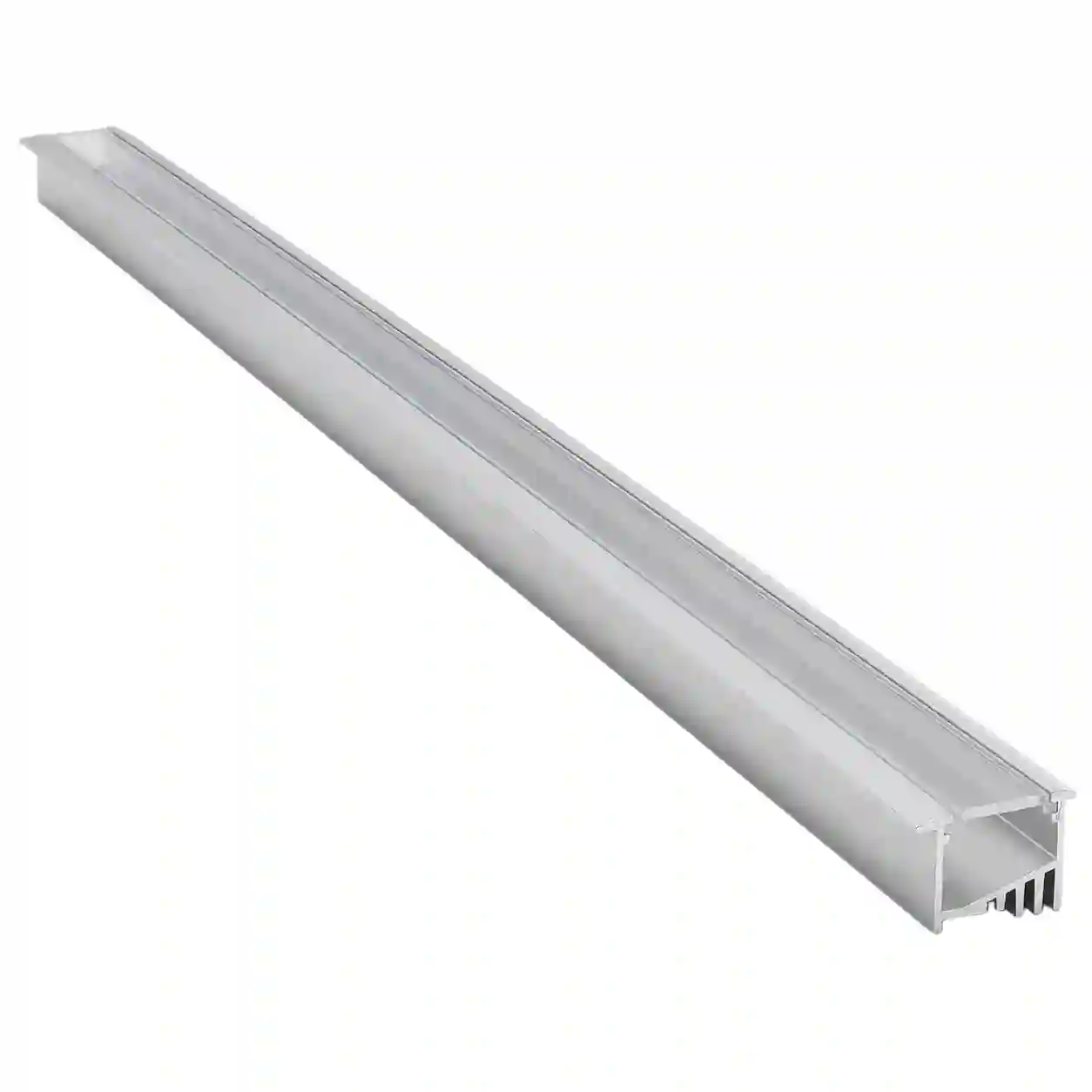 Vestavný LED profil V45 Corner stříbrný s čirým difuzorem 45° náklon pohled z boku rohový zápustný profil délka 2m